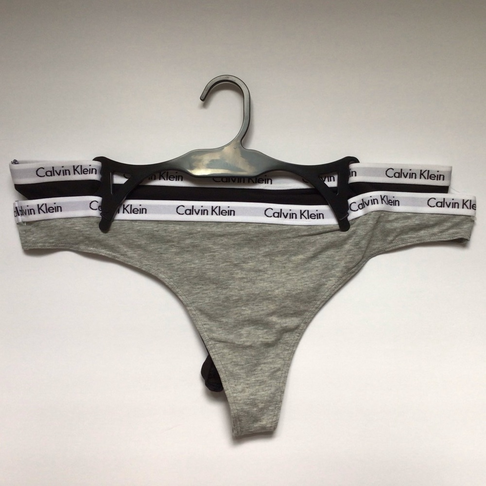 Womens NWT Calvin Klein Carousel Thong Underwear Set of 2 Black Heather Gray XL